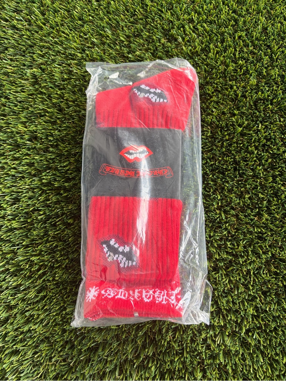 Chrome Hearts Red & Black Graphic Crew Socks